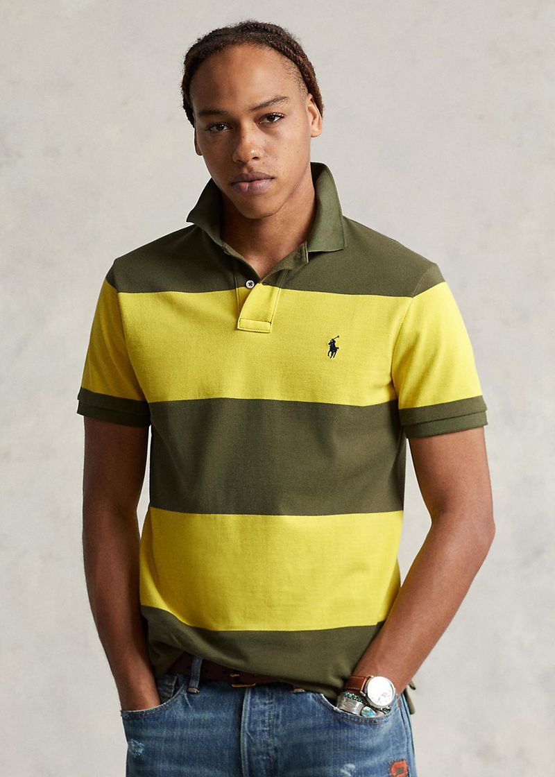 Poleras Polo Polo Ralph Lauren Hombre Custom Slim Fit Striped Mesh Chile Amarillo VASGF-7436